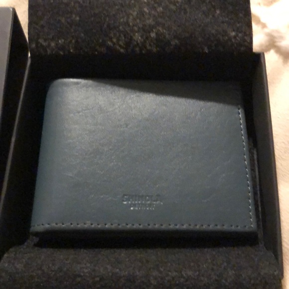 NWT Shinola Leather Slim Bifold Wallet Slate Blue - Picture 3 of 8